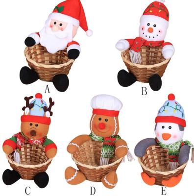 China Christmas Style Santa Claus Party Gift Xmas Fruit Container Christmas Decoration Storage Candy Basket for sale