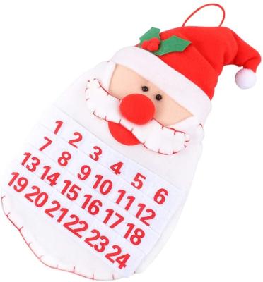 China Eco-Friendly Recycle Christmas Advent Calendar with 24 Days Pockets Christmas Countdown 2019 Calendars 3D Santa Head for Kids Holiday Party for sale