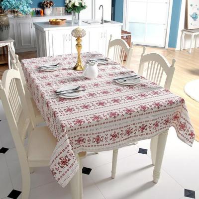 China Christmas Red Snowflakes Tablecloth Cozy Customizable Cotton Linen Table Cloth For Wedding Banquet Table Cover Washable Textiles for sale