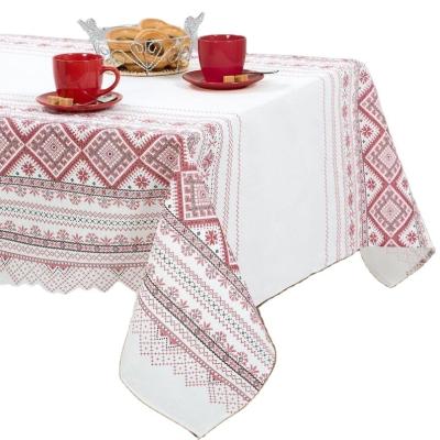 China Outdoor home/hotel/wedding party cotton tablecloth in folk style - tablecloth with Ukrainian ornament - rustic decor for sale