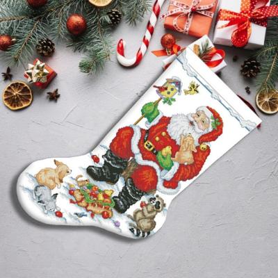 China Christmas House Santa and Animals Christmas Stocking Counted Cross Stitch Pattern Christmas Embroidery Hand Xstitch Decor Embroidery Needlepoin Chart for sale