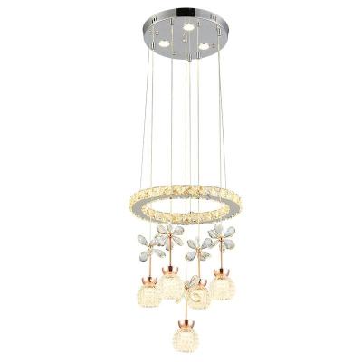 China Circle Round Modern Crystal Pendant Light For Indoor House Lighting Fixtures for sale