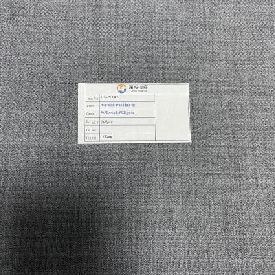 China 96%wool 4%spandex 265g/m anti pill plain weave gray worsted woolen fabric for tailoring/trousers/uniform for sale