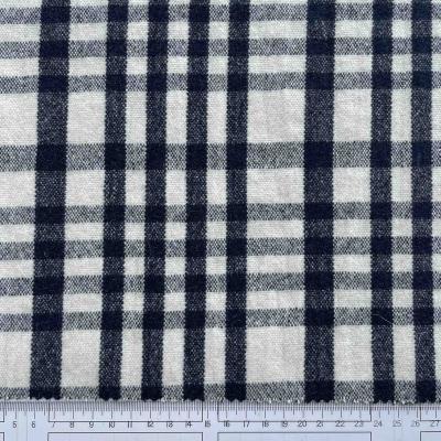 China Eco-friendly anti pill navy wool/white plaid/polyester flannel woolen fabric for coat/suit/jacket for sale