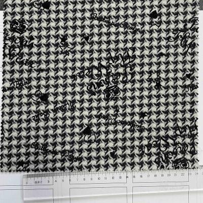 China Anti Pill Fancy Houndstooth Pattern Flocking Woolen Fabric For Winter Coat / Tailoring / Skirt for sale