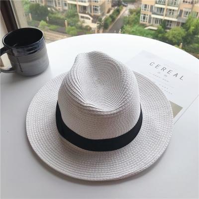 China Image Promotion Panama Hat White Wide Brim Hat With Band Wholesale for sale