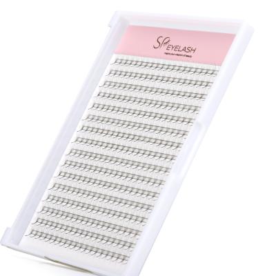 China Custom PBT Logo 3D 4D 5D 6D 7D Low Pointed Eyelashes 16 Rows Premade Fan Lashes In XL Plastic Box Tray for sale