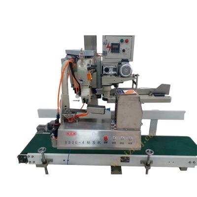 China HBQG-4 Automatic Chemical Label Dispenser for Sewing Different Paper Labels to Front Side of Open Bags | tag labeling machine for sale