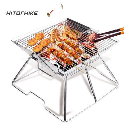 China Hitorhike Wholesale Portable BBQ Grill Stainless Steel Collapsible Folding BBQ Grill For Outdoor for sale