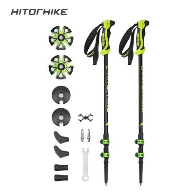 China More External Lock Reliable Aluminum Design Hitorhike 2 Pcs Pack 7075 Aluminum Pole Green Adjustable Lightweight Trekking Hiking Poles For Hiking Camping for sale