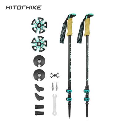 China More reliable aluminum external lock design Hitorhike New Fashion Color 3K Carbon Fiber Walking Stick for sale