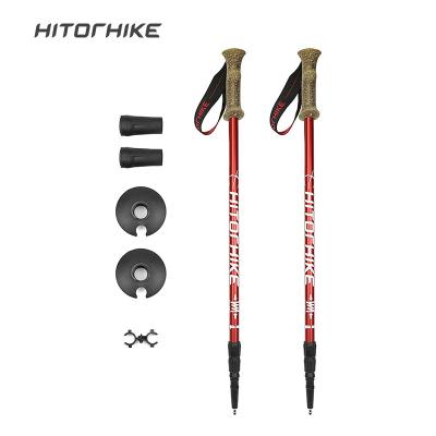 China Hitorhike Trekking Poles Light Weight 6061 Aluminum Walking Stick More Reliable Internal Lock Design with Cork Grips for sale