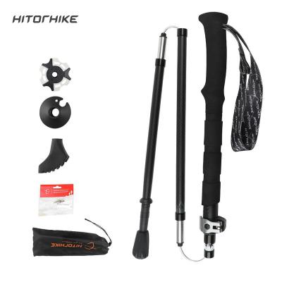 China Hitorhike Aluminum Carbon Fiber 3K Foldable Trekking Pole More Reliable External Lock Design for sale