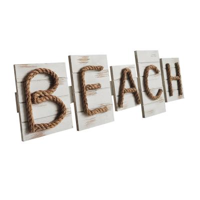 China Modern Distressed Finishing Plate in Beach Wood with Rope Letters for sale