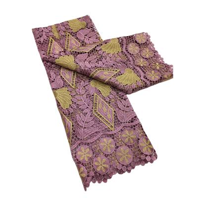 China Latest Guipure 2022 African Silk Lace Fabric French Nigeria Milk Silk Tie Lace Fabric With Fashions for sale