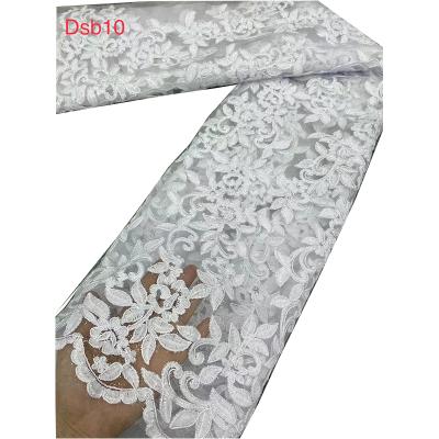 China Sustainable Luxury Embroidery Fabrics Bride Wedding Dress Veil Clothes Polyester Lace Fabric for sale