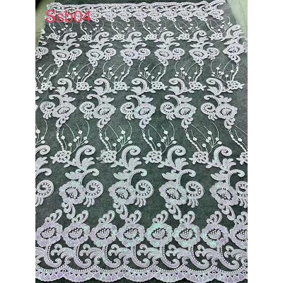 China High quality viable summer white lace wedding dress lace up width 51 inc. Mesh Embroidered Lace Fabric Material Te koop