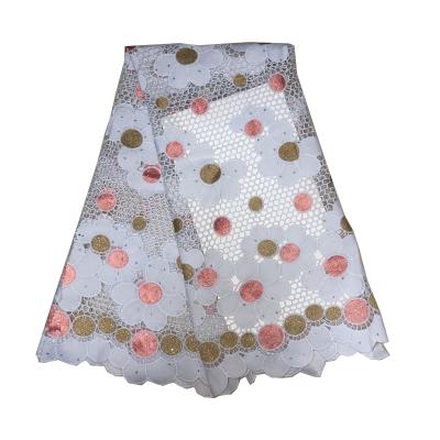 China New Viable African Guipure Lace Fabric With Stones High Quality Handmade Embroidery French Cord Lace Women Dress for sale