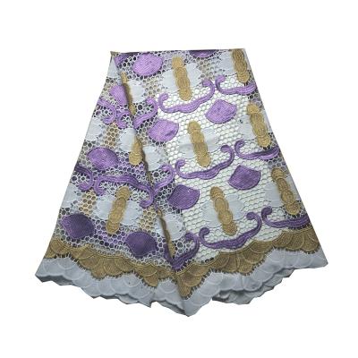 China Sustainable African Guipure Lace Fabrics Luxury Guipure Cord Lace With Stones for sale