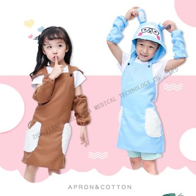 China Different Size Eco-friendly Waterproof Colored Fiber Material Polyester Kids Non-disposable Kitchen Apron For Promotions Can Custom Logo for sale