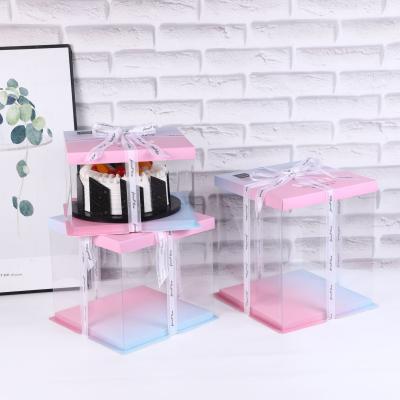 China Handmade Wholesale Clear Transparent Customizable Cake Box Square Paper Lid Cake Box Biscuit Cake Box for sale