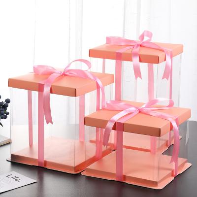 China Multiple Recycled Materials Design Pink Cute Takeout Cake Boxes Wholesale Cake Box for sale