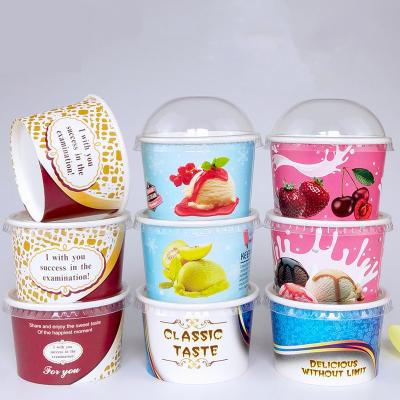 China Disposable Cheap Recycled Custom Logo Printed 4 Ounce Paper Ice Cream Cups With Lids for sale