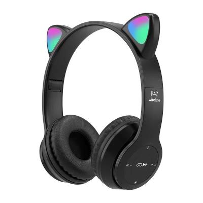 China Perfect Sound P47 M47 P47M Auriculares LED Light Up Wireless Headphones Cute Cat Ear Gaming Earphones Pink for sale