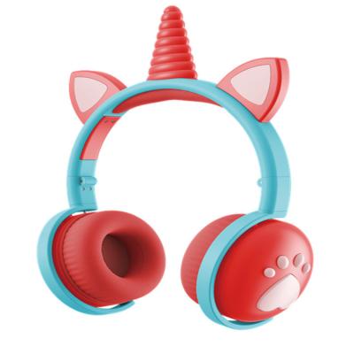 China Headband Kids Care Wireless Stylish Unicorn Cute Cat Headphone Child Earbuds Led Lightweight Custom Headset for sale