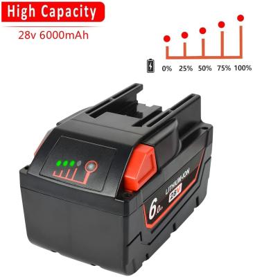 China Milwaukee Bateria de substituição de ferramentas elétricas 28V 6000mAh Bateria de lítio Compatível com Milwaukee 48-11-2830 M28 à venda