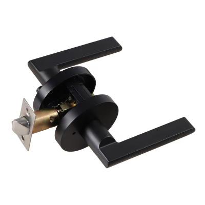 China High Quality Door Handle Customized Logo Black Interior Bathroom Bedroom Door Handle Set Door Zinc Alloy Lever Handle for sale