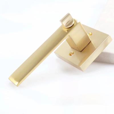 China High Quality Modern Simple Zinc Alloy Gold Door Handle Black Square Interior Door Handle Lock Lever Handle Sets for sale