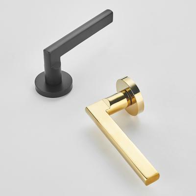 China Modern High Quality Safety Zinc Alloy Bedroom Door Handle Interior Black Lever Handle for sale