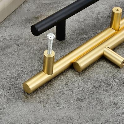 China Modern Simple Design T Bar Wardrobe Handles And Knobs Drawer Pull Brass Cabinet Handles For Furniture for sale