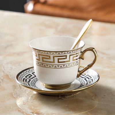 China OUFU Viable Wholesale 1 2 4 6 Pieces of Porcelain Cup Set Gold Vintage Reusable Antique Coffee Cups Ceramic Tea Cups and Saucers for sale