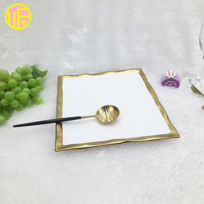 China OUFU Viable Scratch Resistant Salad Gold Rim Dish Cooking Dinner Dishes Trinket Dishes for sale