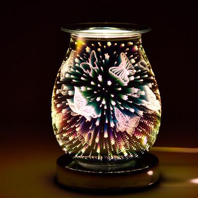 China Chinese Factory Touching Incense Switch 3D Electric Glass Warmer Burner Butterfly Wax Electronic Glass Censer Pretty for sale