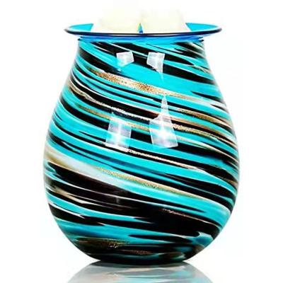 China Chinese Wholesale Electric Blue Glass Melt Electric Blue Glass Aromatherapy 3D Aroma Essential Oil Burner for sale