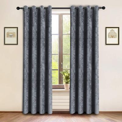 China Luxury Gray Fabric Double-Sided Chenille Window Curtains Blackout Blackout Polyester Home Curtains BINDI For Living Room for sale