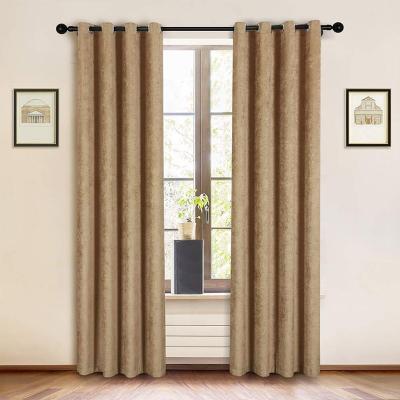 China Blackout BINDI Polyester Blackout Double Layer Luxury Brown Curtains For Living Room And Home With Valance for sale