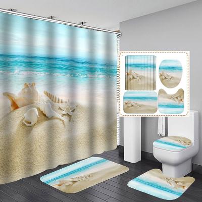 China Sustainable Custom European Kids Bathroom Hotel Cartoon Printed Shower Curtain for sale