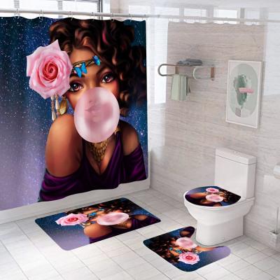 China Price Viable Cheap Shower Curtain And Matching African Rugs Shower Curtains For Bathroom Sets for sale