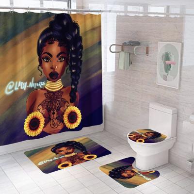 China Sustainable Cheap African Price Duschvorhang 3D Couple Shower Curtains Set for sale