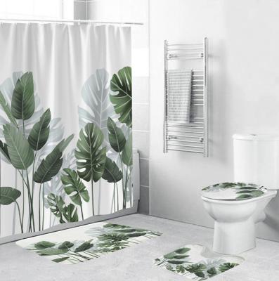 China Sustainable Hot Sale Leaves Pattern Bathroom Decoration , Bamboo Leaves Shower Curtain // for sale