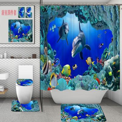 China Viable High Quality Cortina De Bano Set Curtains Fashion Bathroom Shower Curtain And Cover Set for sale