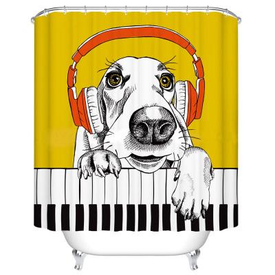 China Viable Music Dog Europe And America Rust Thick Waterproof Shower Curtain , Polyester Bathroom Curtain Free Punching Waterproof Custom for sale