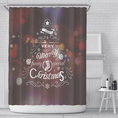 China Sustainable Wholesale Christmas Stall Decorative Fabric Shower Curtain Single Bathroom for sale