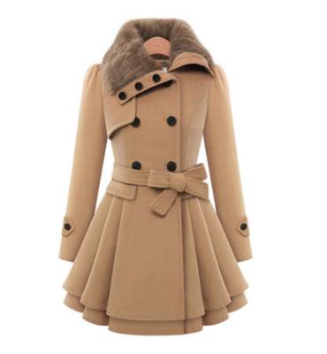 China Women's Winter Anti-Wrinkle Warm Double Breasted Lapel Classic Overcoat Slim Trench Outerwear Coat With Belt for sale