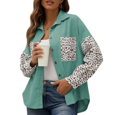 China Breathable Custom Leopard Print Shacket Womens Drop Shoulder Casual Overshirt Button-Front Shirt for sale