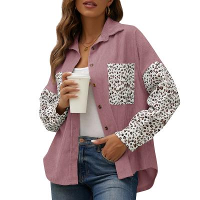 China Factory Direct Breathable Leopard Printed Shacket Shirt Women Drop Shoulder Overshirt Casual Shirt In Stock for sale